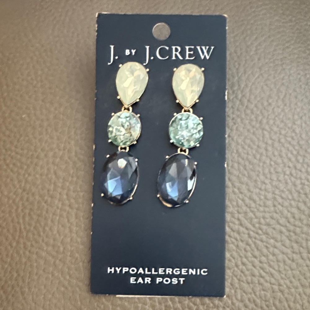 J. Crew Cream, Green, and Blue Stone Earrings